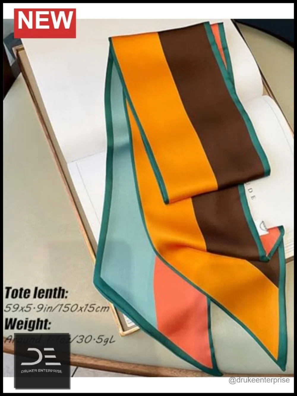 Silky Long Thin Satin Scarf for Women Head Scarf Handbag Accessory Fashion